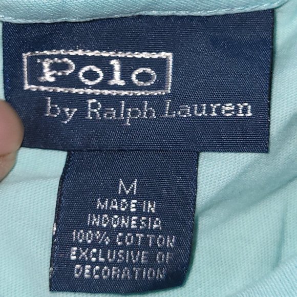 Polo by Ralph Lauren T-shirt Baby Blue with Yellow Logo Unisex Size Medium - Picture 3 of 4